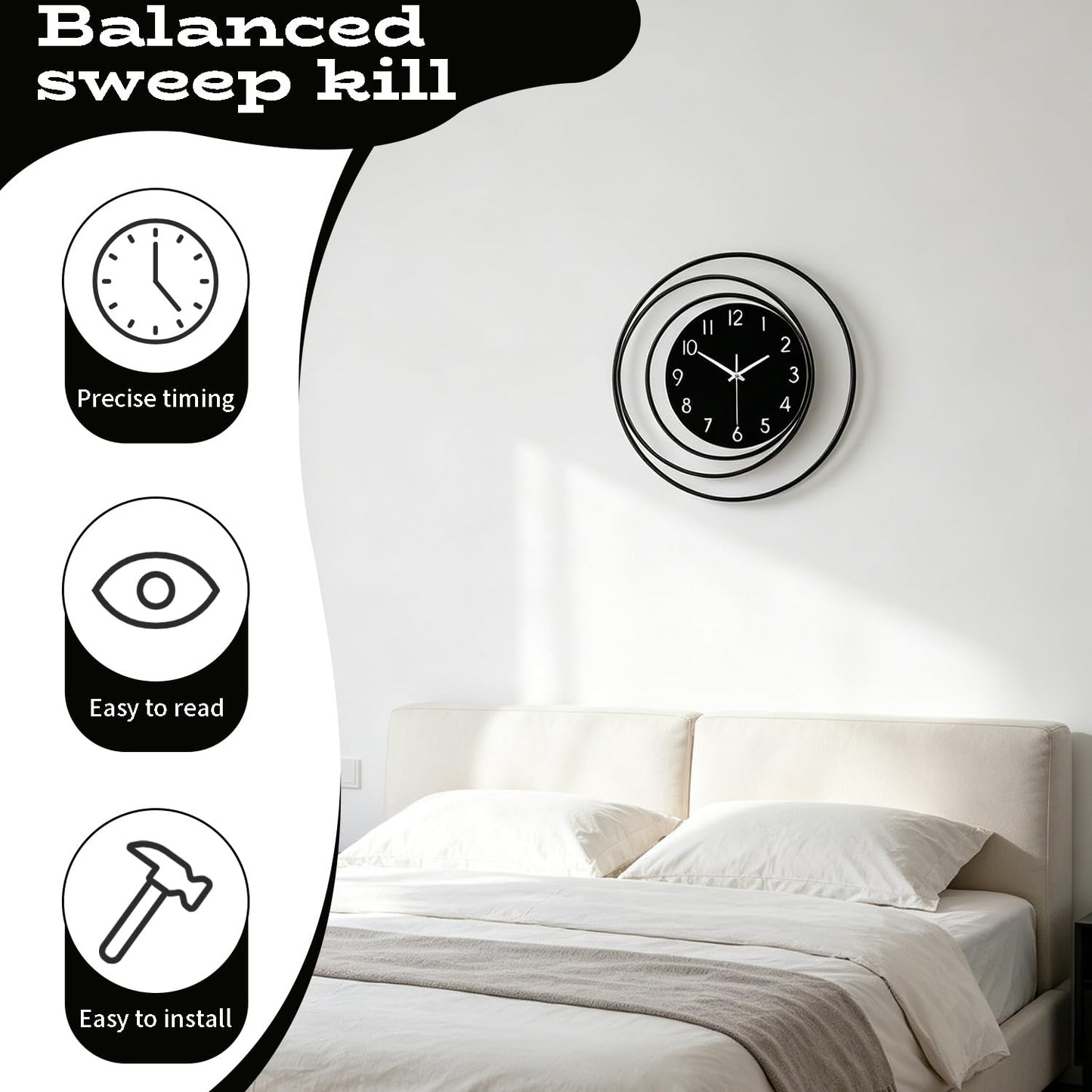 Dankeit Decorative Wall Clock,Silent Non-Ticking Quality Quartz Movement Battery Operated,Large Wall Clocks for Living Room Kitchen Home Bathroom Bedroom Wall Decor,16x16inch,White