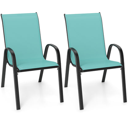 Tangkula Patio Dining Chairs Set of 4, Outdoor Stackable All Weather Heavy Duty Dining Chairs Set with Armrests, Support 330 LBS, for Poolside, Backyard, Garden, Deck, Front Porch (Brown)