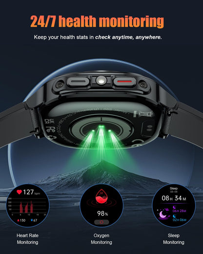 Military Smart Watches for Men(Answer/Make Calls), 1.39" HD Fitness Watch, 24/7 Heart Rate Sleep Monitor, Smart Watch for Men,114+ Sport Modes, IP68 Waterproof Smartwatch for Android iOS, 30Day, Black