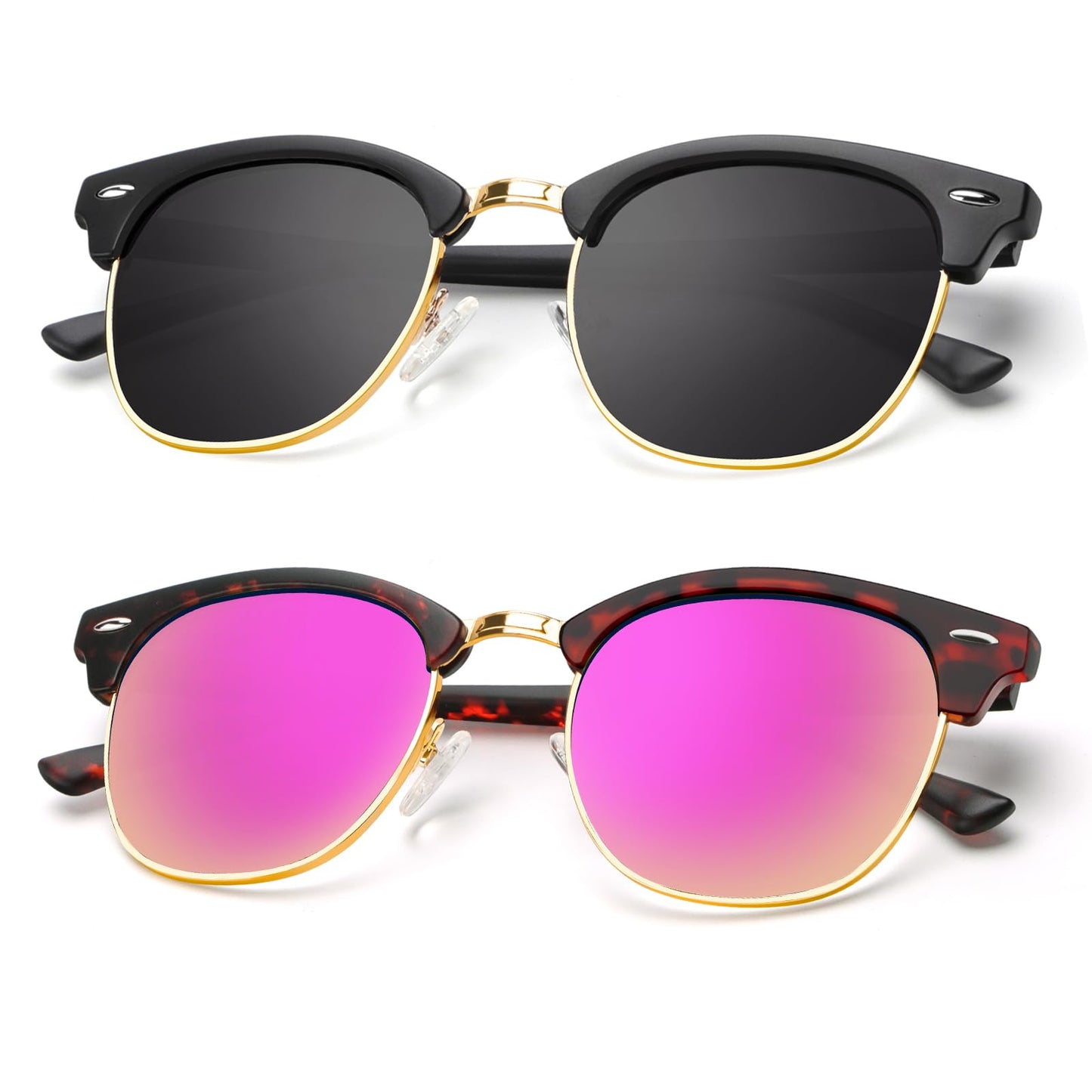 KALIYADI Polarized Sunglasses for Men and Women Semi-Rimless Frame Driving Sun glasses UV Blocking