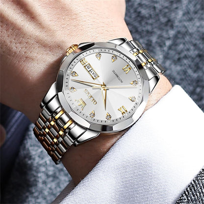 OLEVS Skeleton Men Watches Automatic Business Luxury Diamond Self Winding Watch for Men Stainless Steel Calendar Wrist Watch