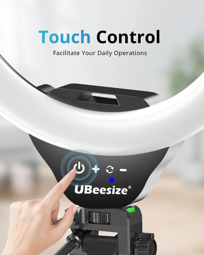 UBeesize 12'' LED Ring Light with 62'' Tripod Stand, Selfie Ring Light for Video Recording, Live Streaming, TikTok & YouTube, Compatible with iPhone & Android (Black)