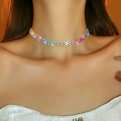 JEAIRTS Rhinestone Choker Necklace Gold Diamond Neck Chain Costume Jewelry