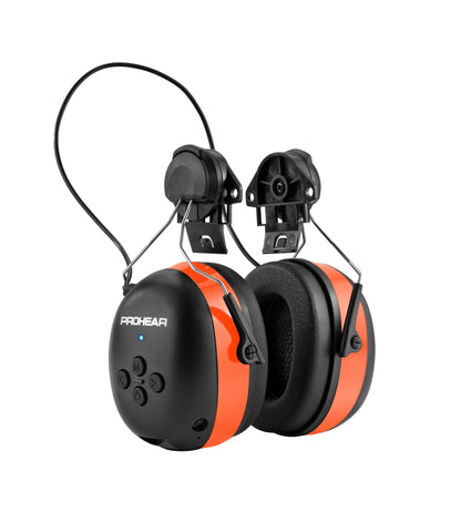 PROHEAR 037 Bluetooth 6.0 Hearing Protection Headphones with Rechargeable 1500mAh Battery, 30dB SNR Safety Noise Reduction Ear Muffs 120H Playtime for Mowing, Workshops, Snowblowing - Black