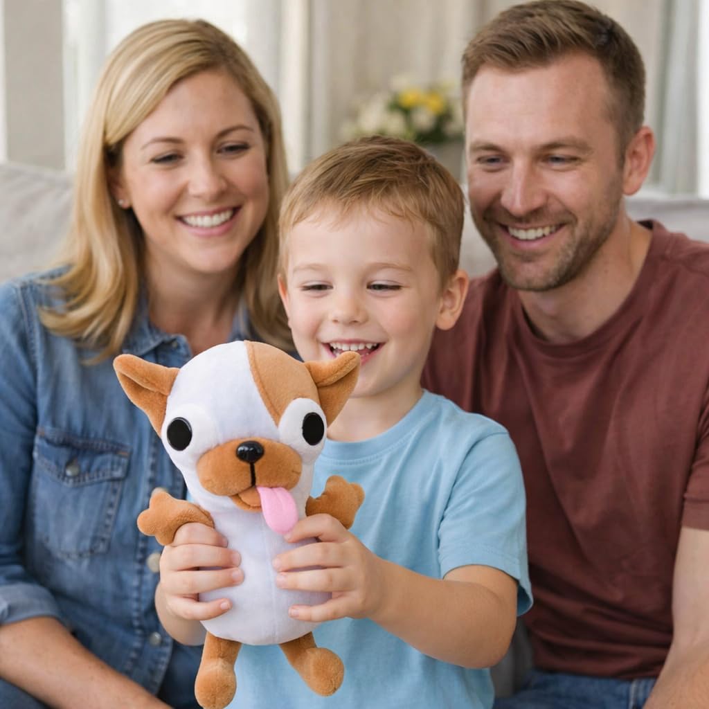 Funny Big Eyed Chihuahua Plush - Hilarious Dark Grey Chihuahua Stuffed Animal | Stress Relief Toy, Funny Desk Decor Gift for Kids & Adults (Black)