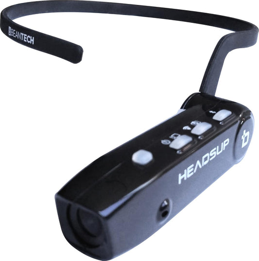 HeadsUp Head Mounted 1080P FHD Wearable Vlog Camera Recorder with APP Control, Hands Free Headband Streaming Camera for Live Display, Hands-Off Music and Phone Calls - Black
