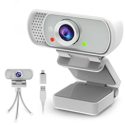 ToLuLu Streaming Webcam 2K 50FPS Web Cam, LED RGB Webcam with Microphone and Light, Autofocus Computer Camera with Cover and Tripod, Plug-Play USB Web cam for PC Desktop/MacBook Gaming Video Calling