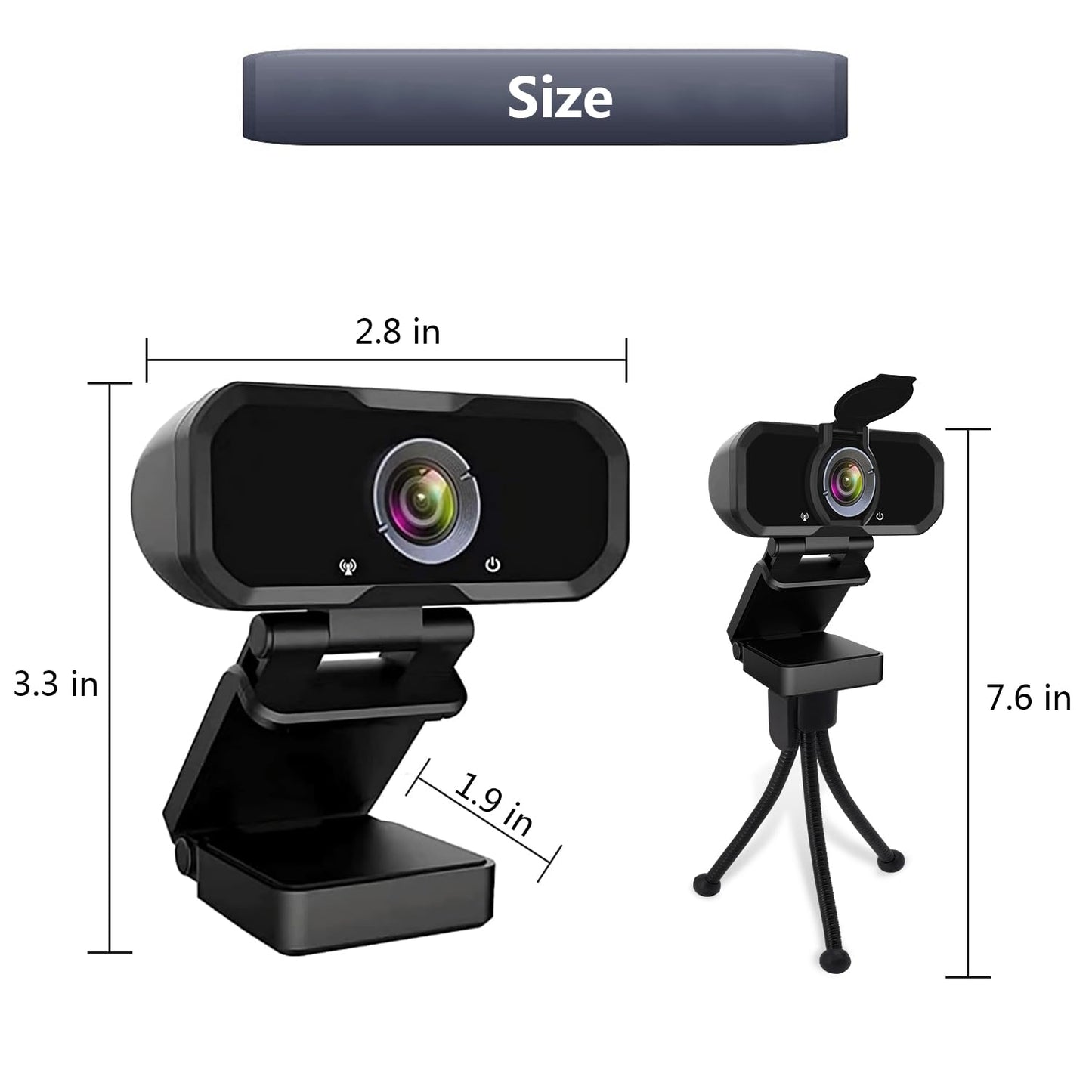 W4 2K Autofocus Webcam with Dual Mics & LED Light, 1080P 60fps/2K 50fps, USB Streaming Camera for PC, Laptop, Switch 2, Desktop - Plug and Play