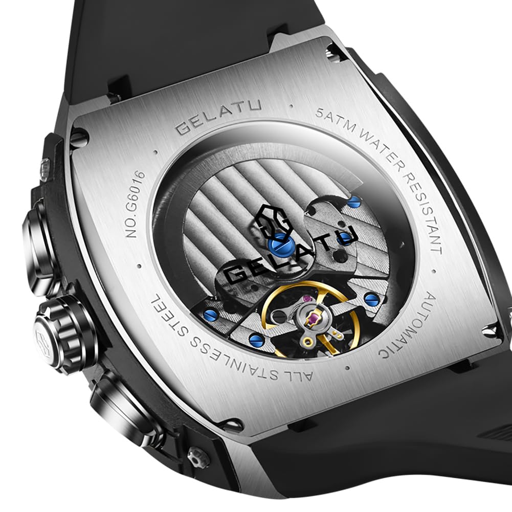 OLEVS Skeleton Men Watches Automatic Business Luxury Diamond Self Winding Watch for Men Stainless Steel Calendar Wrist Watch