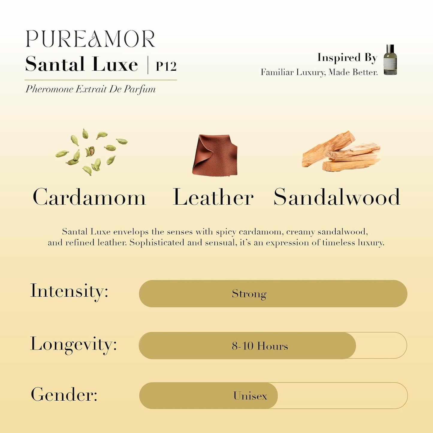 Pheromone Perfume for Women, Amber Noir Extrait de Parfum - Long Lasting Vanilla Amber Scent, 30% High Concentration, Full Size Fragrance Spray, 1.0 oz / 30 ml