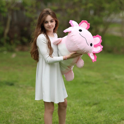 MaoGoLan 47" Giant Axolotl Stuffed Animal,Ultra Soft Salamander Kids Body Pillow Plush,4 Feet Jumbo Throw Pillow Plushie for Axolotl Lover,Home Decor,Gifts