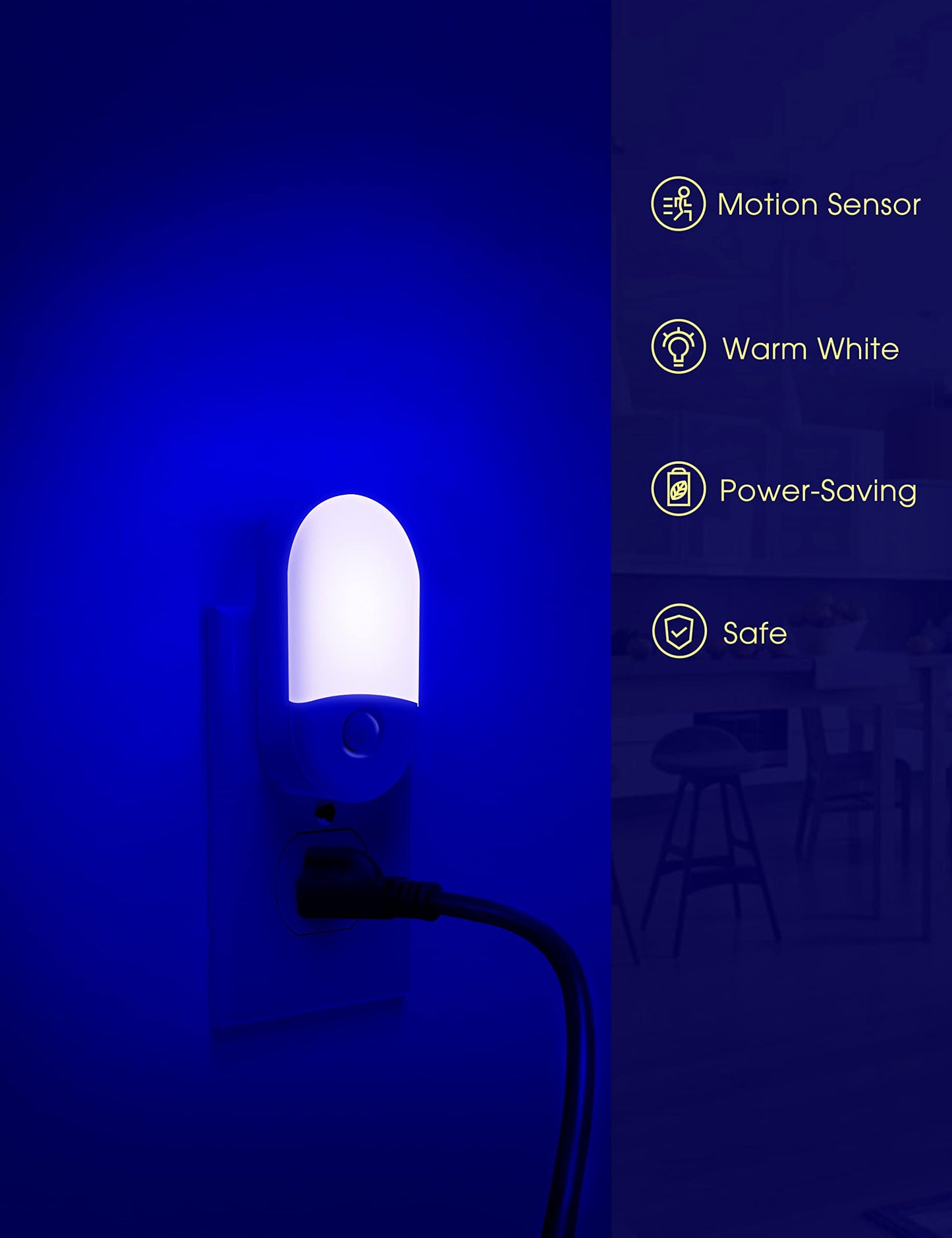 L LOHAS LED Motion Sensor Night Light, 2Pack, Motion Activated Night Light, Night Lights Plug into Wall Motion Sensor, 3000K Warm White, Adjustable Brightness 30/60LM, for Kids Adults Bathroom Bedroom