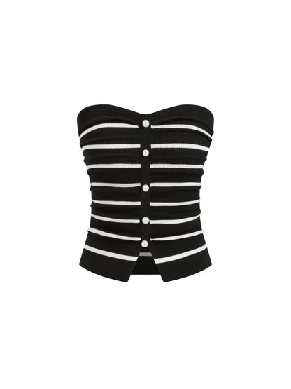 CIDER Faux Pearl Tube Tops for Women Crop Knit Split Hem Ruched Going Out Tops Cute Summer Outfits Y2K