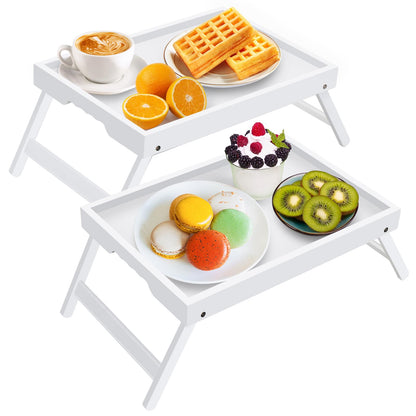 Artmeer Bed Tray Table with Folding Legs,Bamboo Breakfast in Bed for TV Table, Laptop Computer Tray,Eating,Snack Tray(Bamboo)