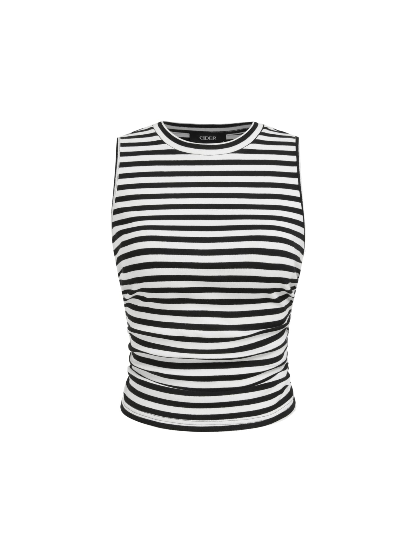CIDER Womens Tank Tops Sleeveless High Neck Ruched Crop Tops Going Out Casual Basic Ribbed Shirt Summer Fashion Clothing