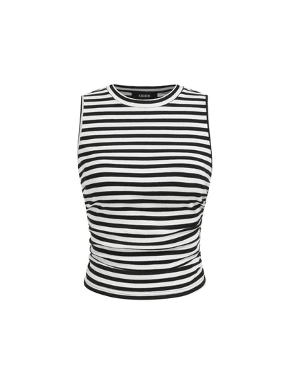 CIDER Womens Tank Tops Sleeveless High Neck Ruched Crop Tops Going Out Casual Basic Ribbed Shirt Summer Fashion Clothing