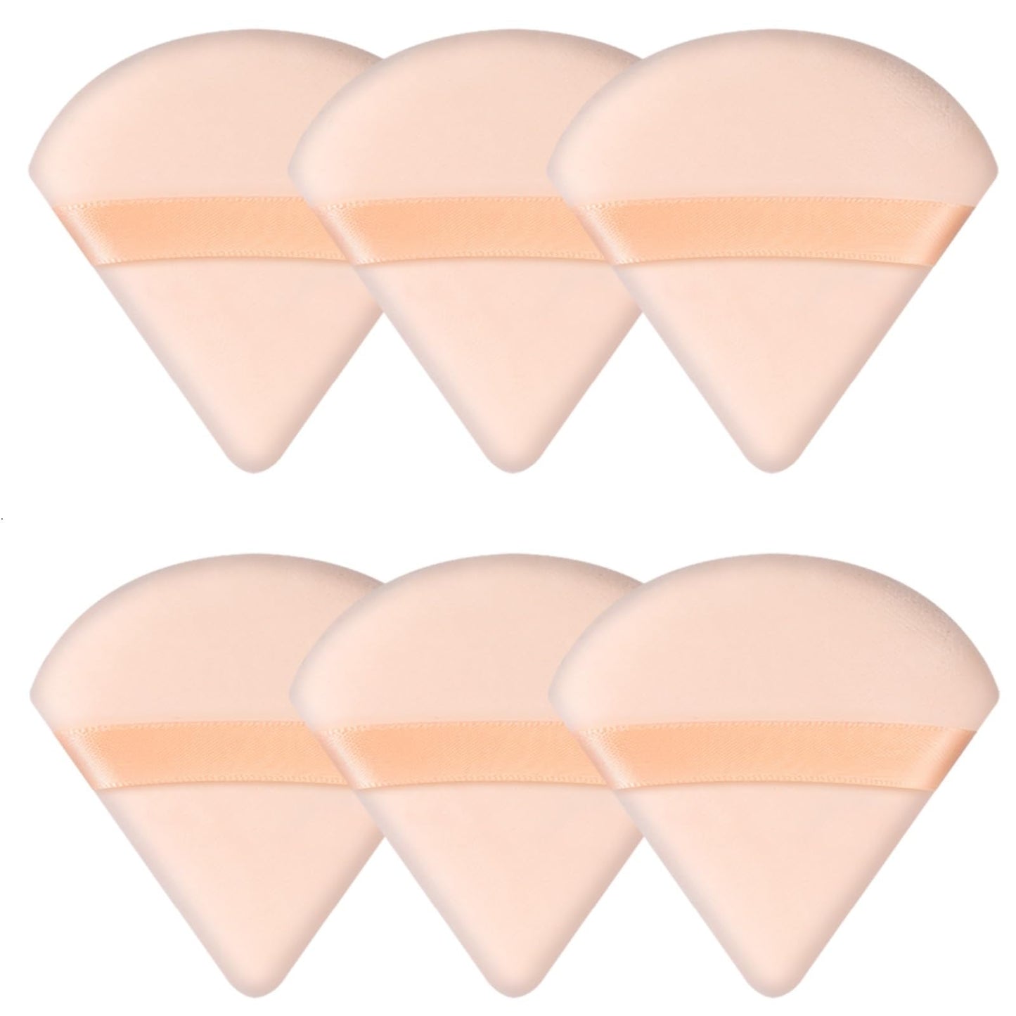 Pimoys 6 Pieces Powder Puff, Face Makeup Sponge Soft Velour Triangle Powder Puffs Beauty Sponge for Loose Powder (Black, Pink)