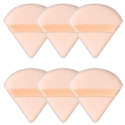 Pimoys 6 Pieces Powder Puff, Face Makeup Sponge Soft Velour Triangle Powder Puffs Beauty Sponge for Loose Powder (Black, Pink)