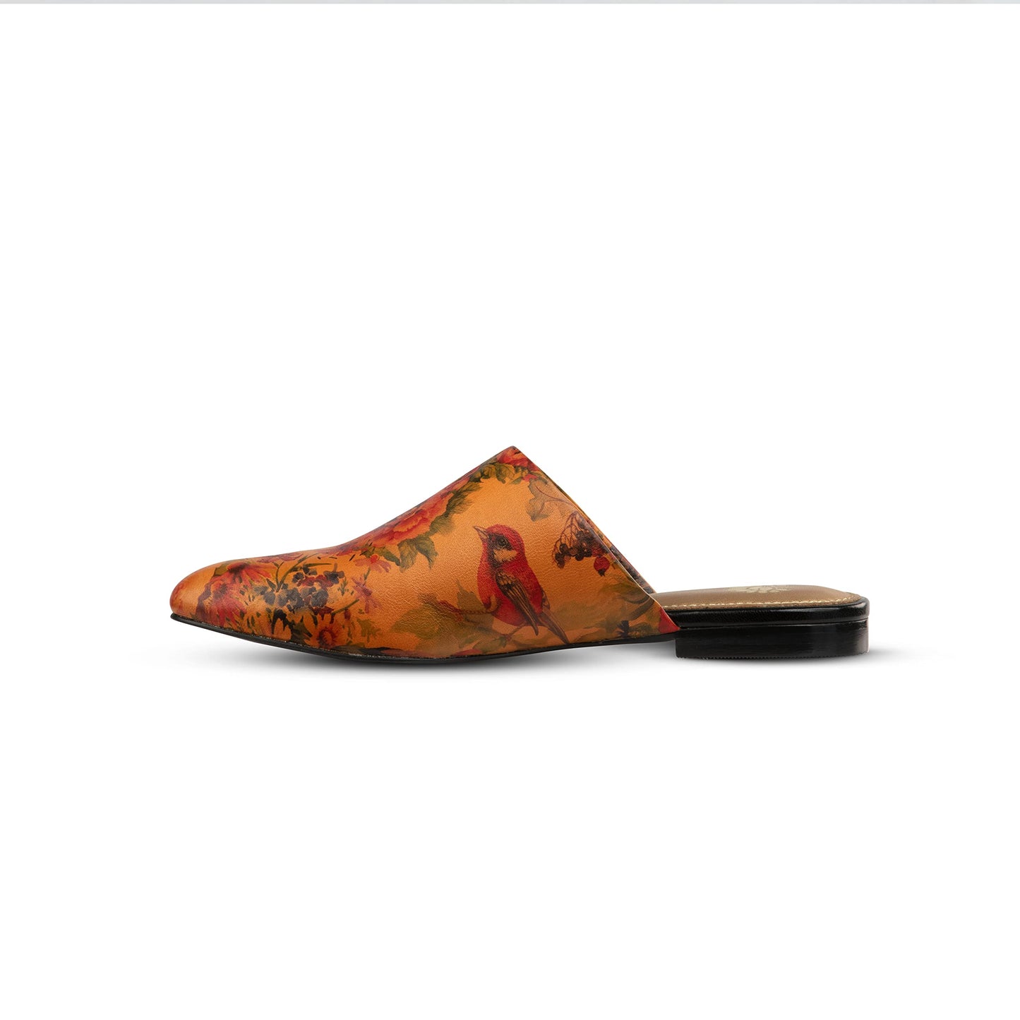JATAREA Women's Flat Mules | Round Toe Genuine Printed Leather Slip-Ons for Any Summer Outing Shoes