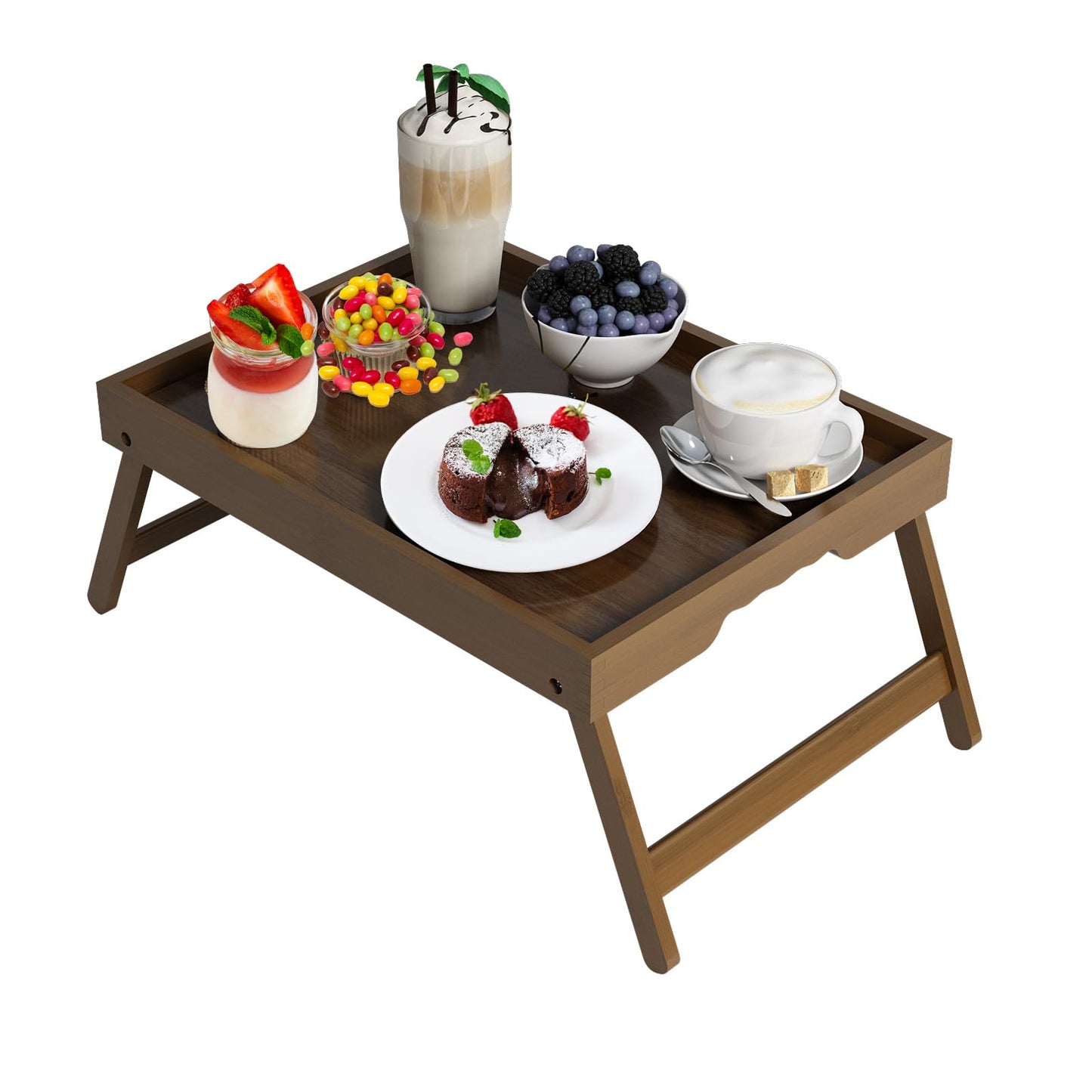 Artmeer Bed Tray Table with Folding Legs,Bamboo Breakfast in Bed for TV Table, Laptop Computer Tray,Eating,Snack Tray(Bamboo)