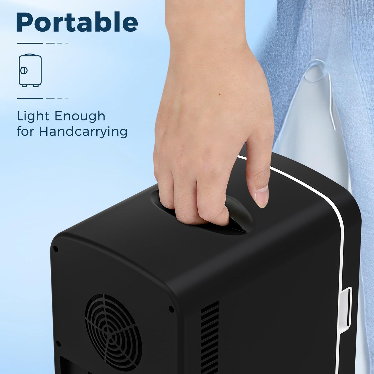 Antarctic Star Compact Refrigerator, Portable Mini Fridge, Skin Care 4L Capacity/6 Cans, for Bedroom, Car, Office & Dorm, Small Cooler for Cosmetics, Beverage and Food, Black