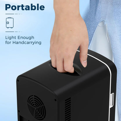 Antarctic Star Compact Refrigerator, Portable Mini Fridge, Skin Care 4L Capacity/6 Cans, for Bedroom, Car, Office & Dorm, Small Cooler for Cosmetics, Beverage and Food, Black