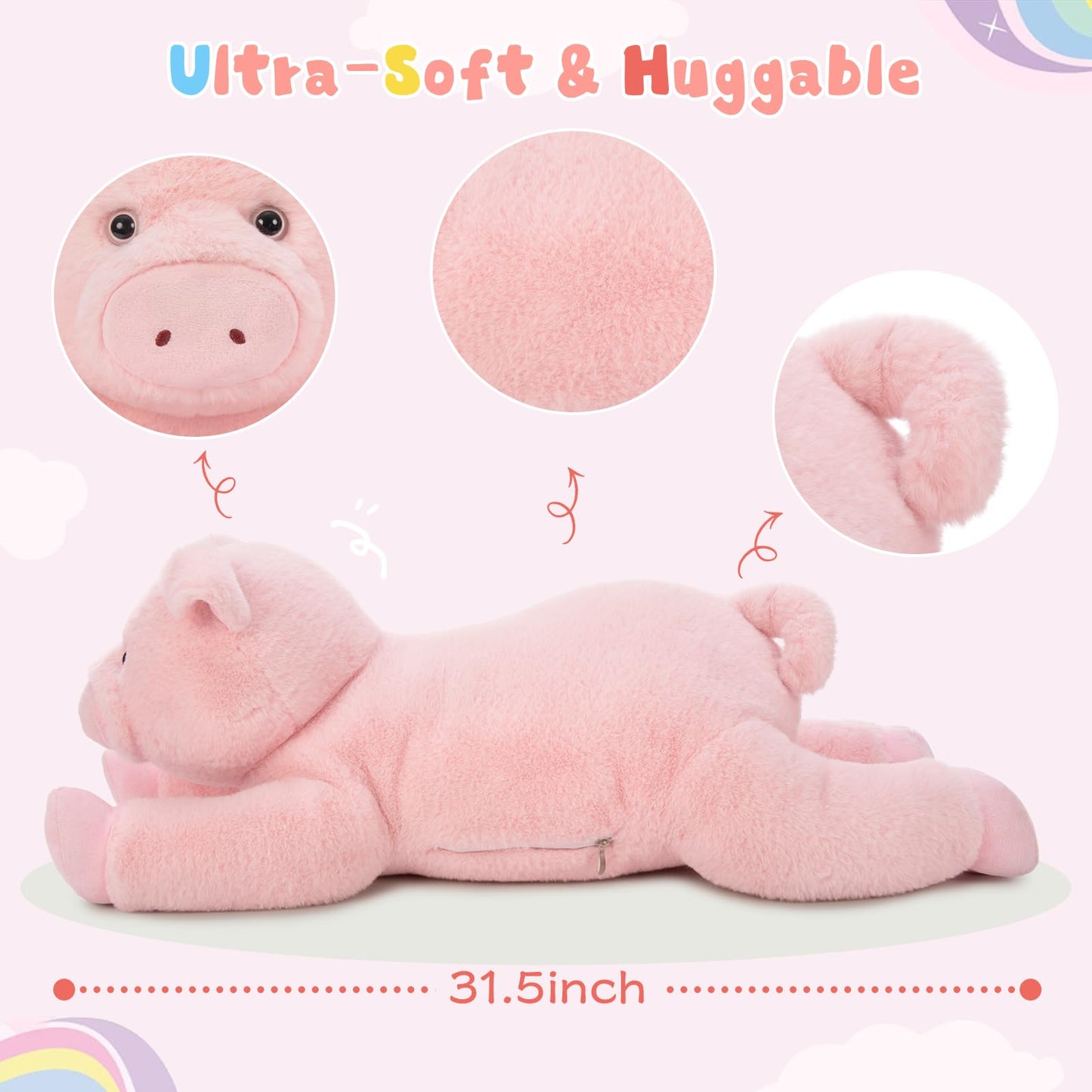 MaoGoLan 47" Giant Axolotl Stuffed Animal,Ultra Soft Salamander Kids Body Pillow Plush,4 Feet Jumbo Throw Pillow Plushie for Axolotl Lover,Home Decor,Gifts