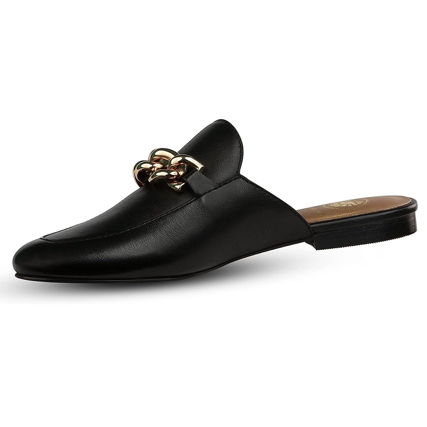 JATAREA Women's Flat Mules | Round Toe Genuine Printed Leather Slip-Ons for Any Summer Outing Shoes