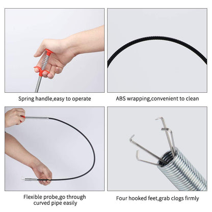 DR.PEN Flexible Grabber Claw Pick Up Reacher Tool (Drain Clog Remove Tool), With 4 Claws Bendable Hose Pickup Reaching Assist Tool for Litter Pick, Home and Kitchen Sink, Drains, Toilet (63 inch)
