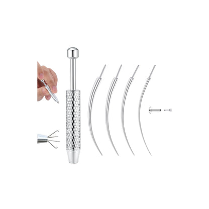 GEMQUEEN Piercing Taper Ball Grabber Tool for Changing Jewelry - 14G 16G 18G 20G Stainless Steel Flat Back Earrings Applicator Tool Threadless Insertion Pin Thread Body Piercing Kit for Ear Nose Lip