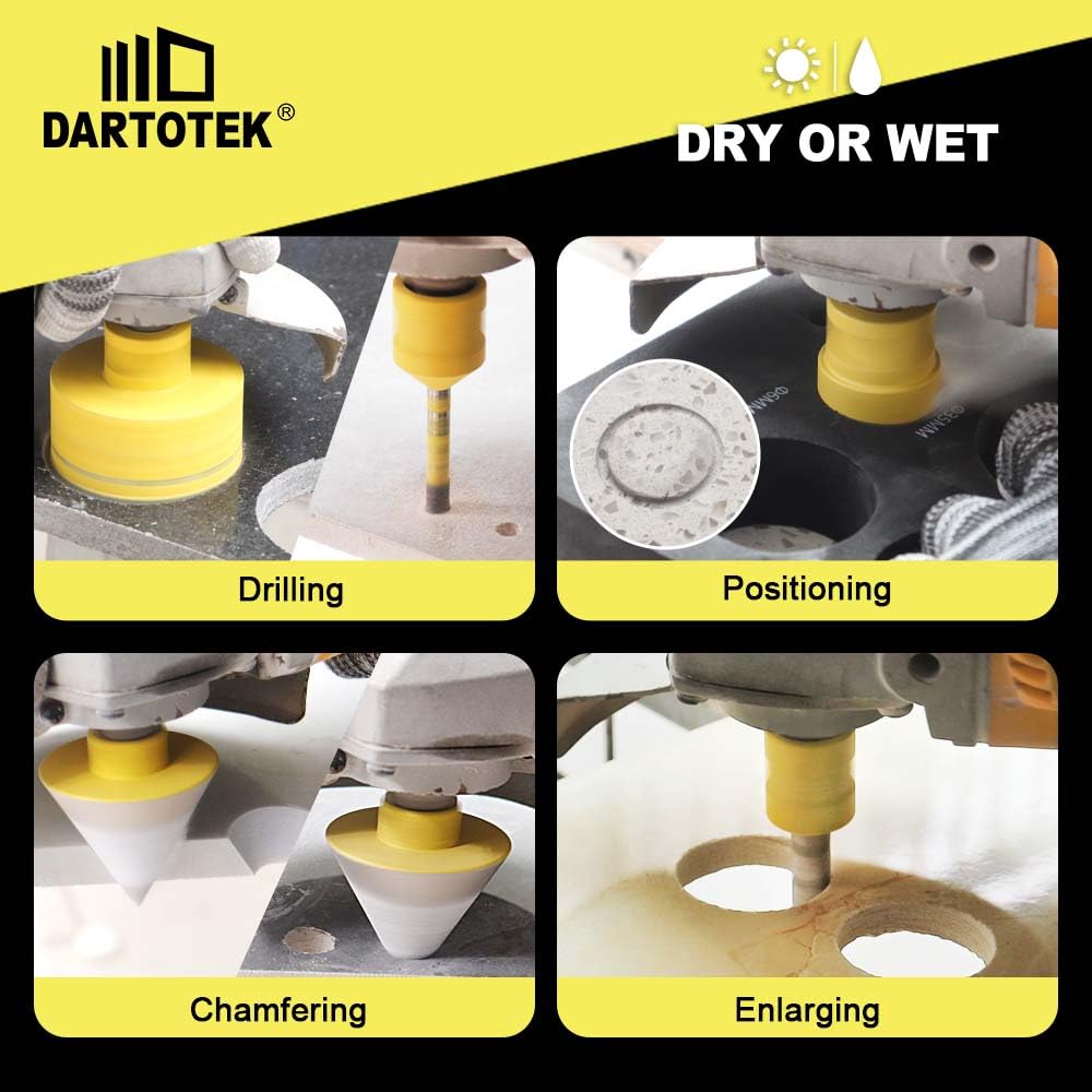 Diamond Core Drill Bits Set for Tile, DARTOTEK 10PCS Porcelain Hole Saw Kit with Aluminum Case, (6/6/8/20/35/50/65mm+2" Chamfer bit +SDS Adapter, Dry/Wet Drilling for Ceramic, Granite & Marble