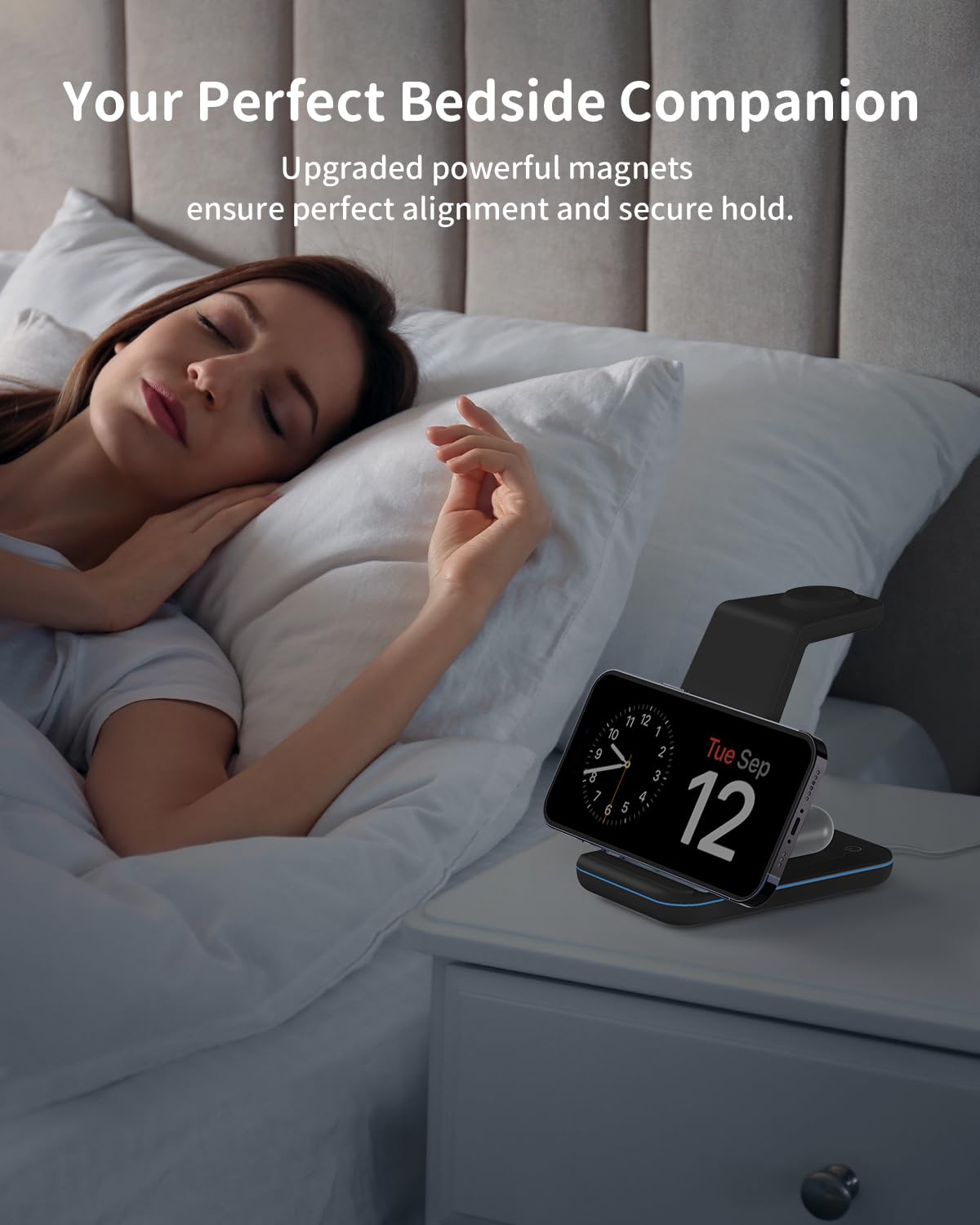 JoyGeek 3 in 1 Charging Station for Apple Devices, Wireless Charger Stand for iPhone 17/16/15/14/13/12/11/SE/X Pro Max Plus - Apple Watch 11/10/9/Ultra 2/8/SE/7/6/5 - AirPods Pro 2/3/2