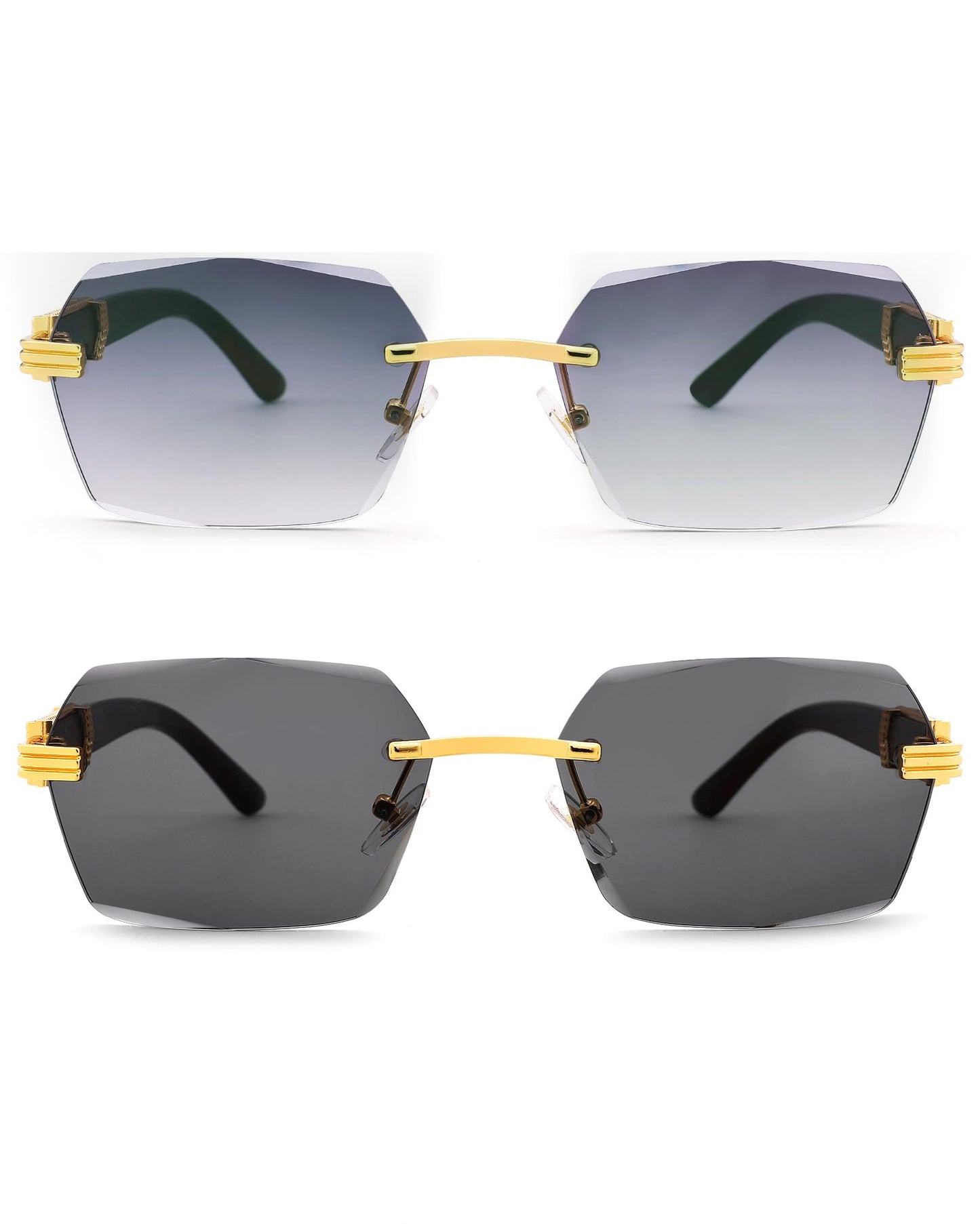 Pro Acme Rimless Rectangle Sunglasses for Men Women Hexagon Shade Eyewear Frameless y2k Glasses