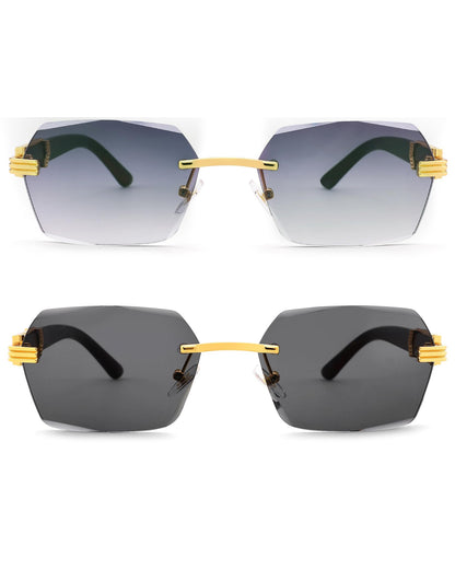 Pro Acme Rimless Rectangle Sunglasses for Men Women Hexagon Shade Eyewear Frameless y2k Glasses