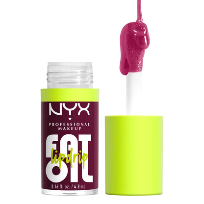 NYX PROFESSIONAL MAKEUP Fat Oil Lip Drip, Moisturizing Lip Oil Gloss, Vegan Tinted Formula, Up to 12 HR Hydration - Supermodel (Shimmering Magenta)