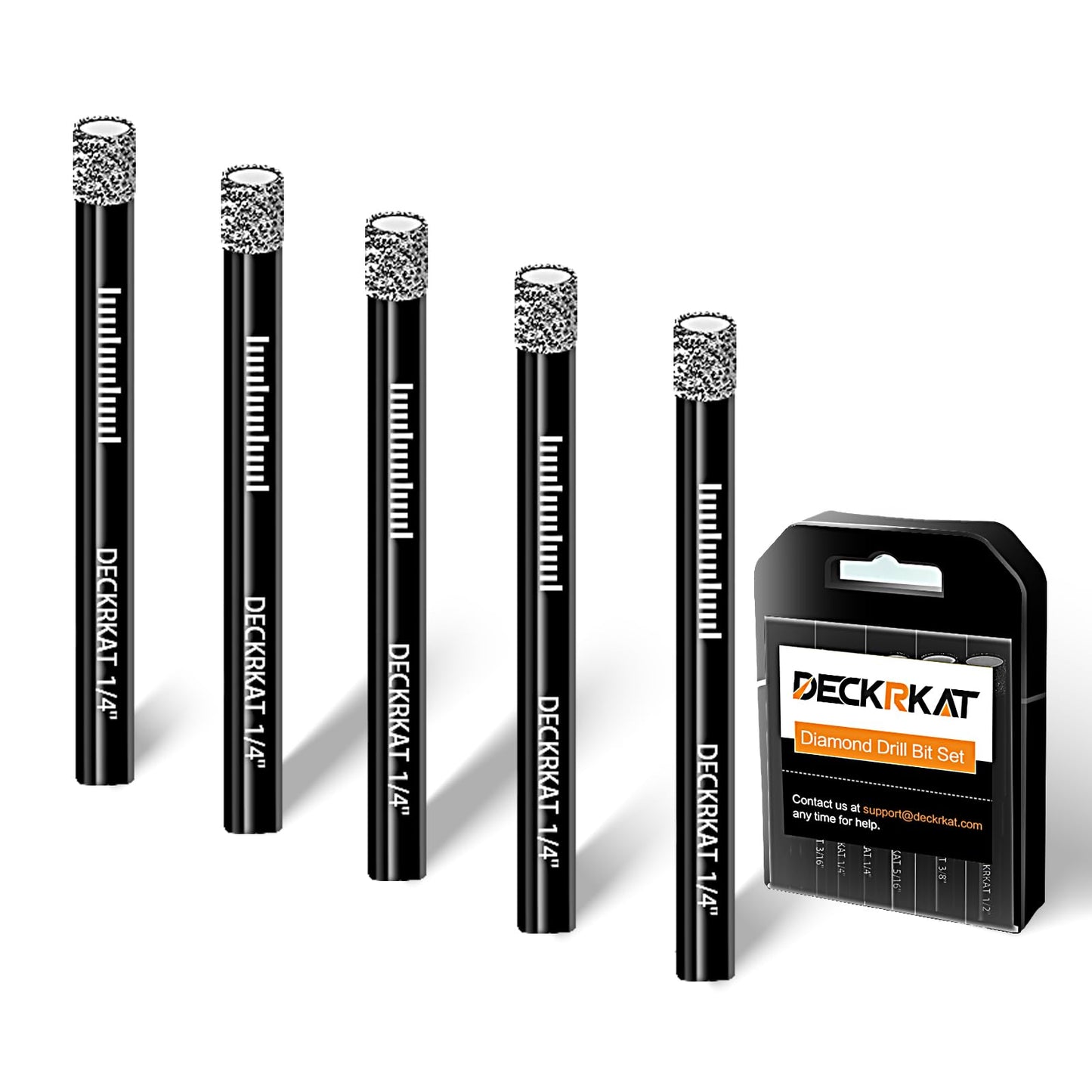7 Piece Diamond Drill Bits Set, Core Drill Bits for Hard Materials - Tiles Ceramics Glass Stones – Built in Coolant, Fast Dry Drilling - Sizes 3/16" 1/4" 5/16" 3/8" 1/2" - Round Shank, Storage Case
