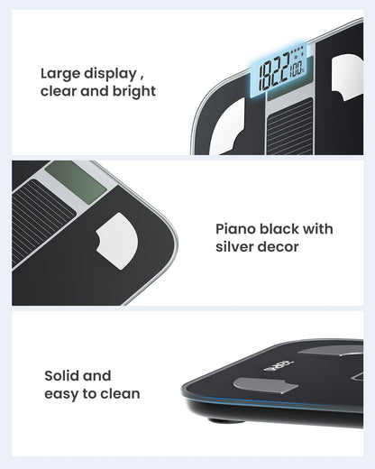 RENPHO Smart Scale for Body Weight, Tempered Glass Bathroom Digital Scale with BMI, Body Fat, Bluetooth Fitness Equipment Sync with Apps Accurate for Weight Loss, Home Use, 400 lbs – Elis 1