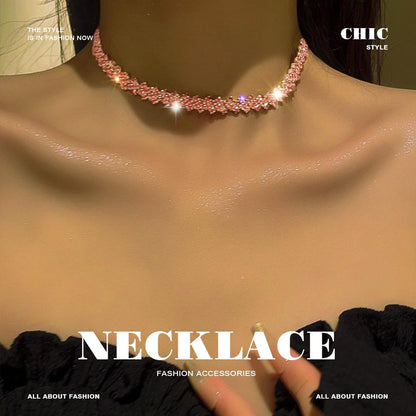 JEAIRTS Rhinestone Choker Necklace Gold Diamond Neck Chain Costume Jewelry