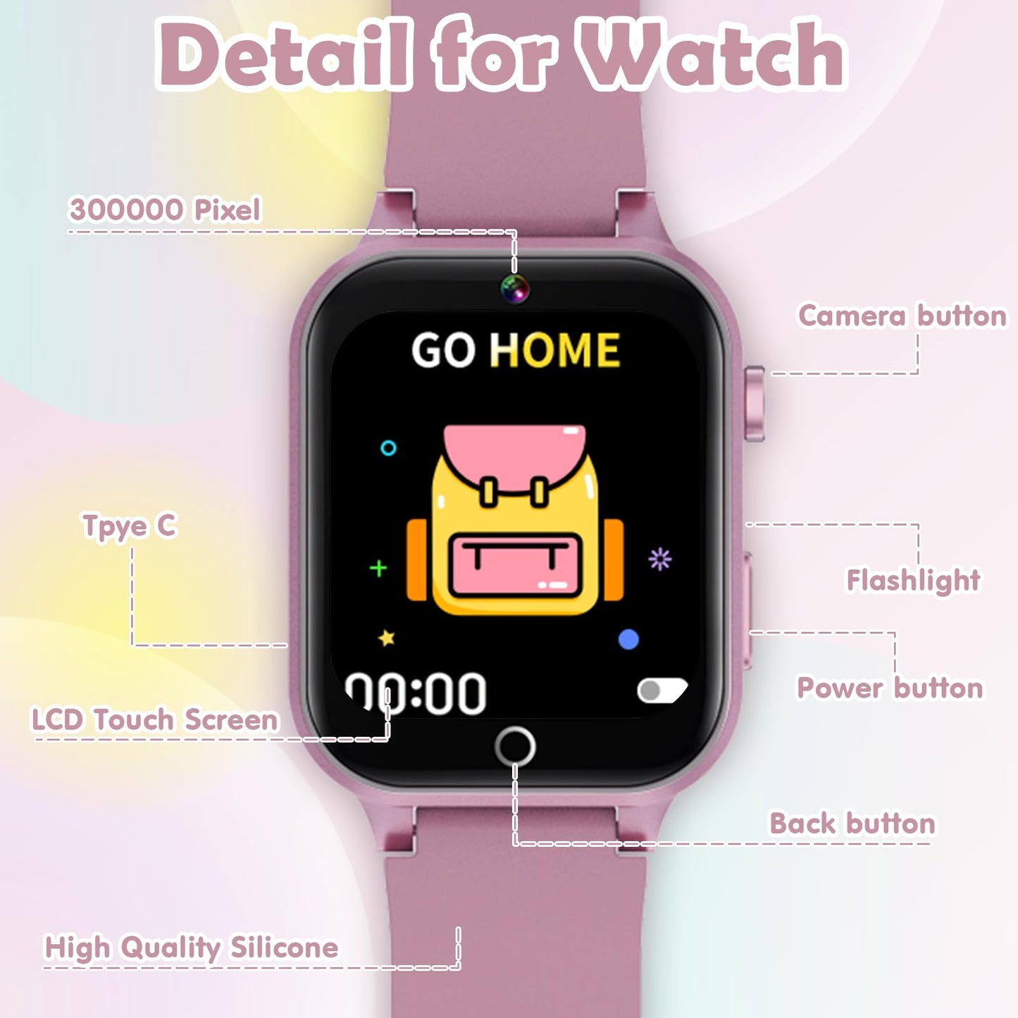 Luyiilo Smart Watch for Kids, with 26 Puzzle Games, Touch Screen, HD Camera, Alarm Clock, Toys for Ages 4-12 Years Old.Birthday Gift for Boys Girls (Blue)