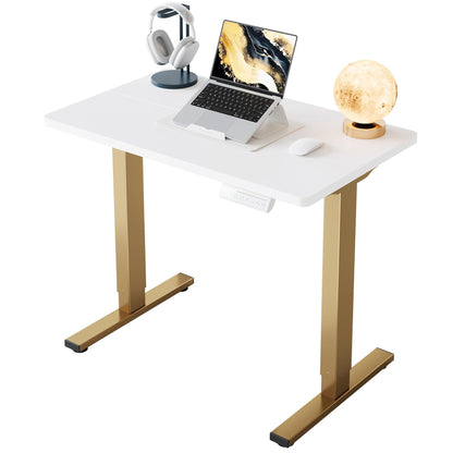 HUANUO 32" Small Electric Standing Desk Adjustable Height, 4 Memory Height Settings, Sit Stand Up Desk for Home Office & Computer Workstation, LightWalnut