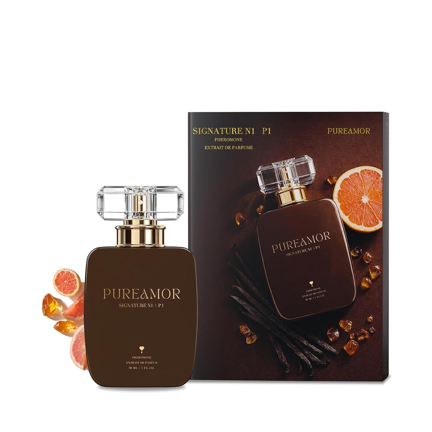 Pheromone Perfume for Women, Amber Noir Extrait de Parfum - Long Lasting Vanilla Amber Scent, 30% High Concentration, Full Size Fragrance Spray, 1.0 oz / 30 ml
