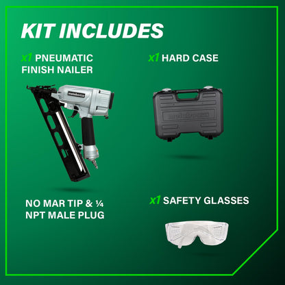 Metabo HPT 15 Gauge Angled Finish Nailer, Selective Actuation, NT65MA4 | Pneumatic Power Tool, Air Duster Included, 1-1/4 to 2-1/2 in Fasteners, Crown & Base Molding Applications