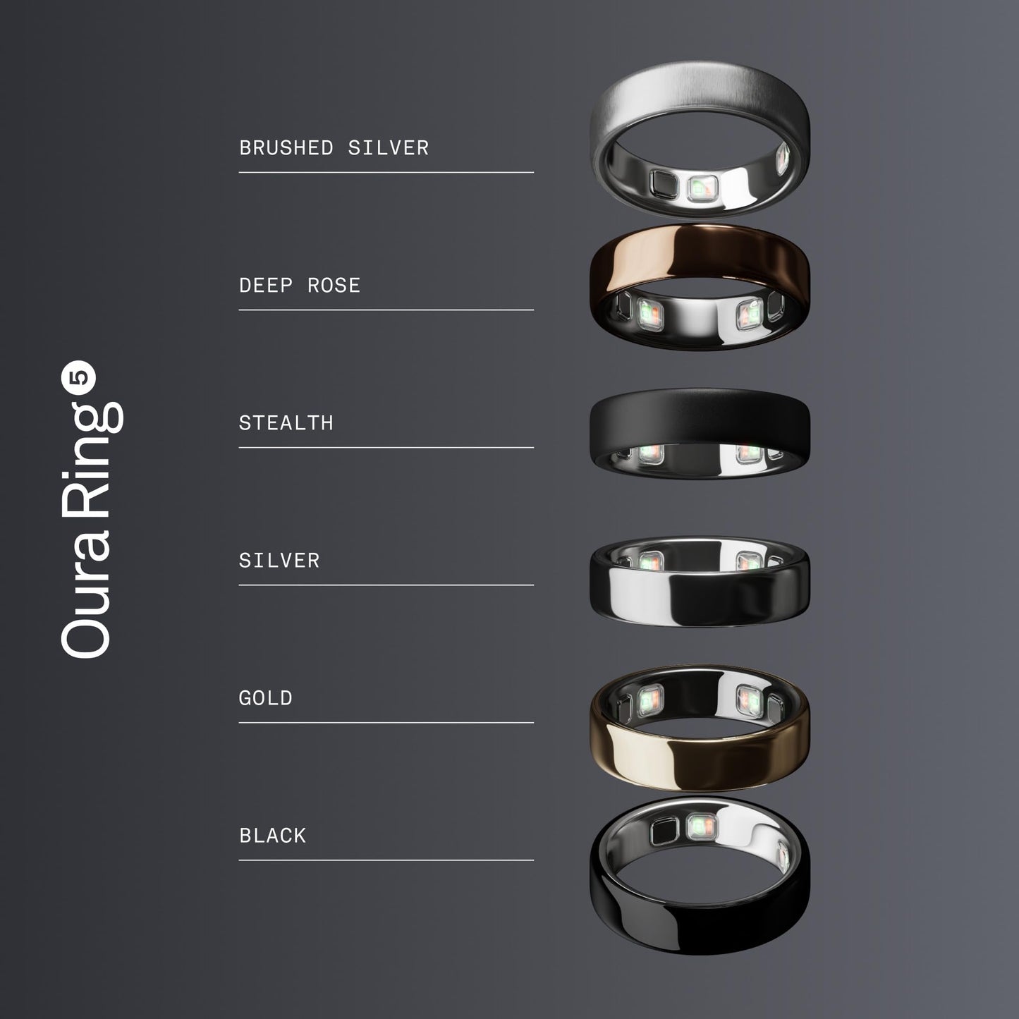 Oura Ring 5 - Stealth - Size 9 - World's Smallest Smart Ring - Sleep, Activity, Women's Health, AI Advisor, 1 Week of Battery Life, Oura App, Android & iOS Compatible