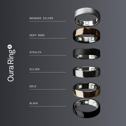 Oura Ring 5 - Stealth - Size 9 - World's Smallest Smart Ring - Sleep, Activity, Women's Health, AI Advisor, 1 Week of Battery Life, Oura App, Android & iOS Compatible