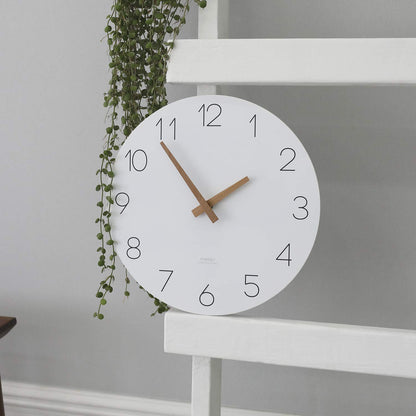 mooas Wooden Frame Flatwood Wall Clock,12" Non-Ticking Sweep Movement Decorative Battery Operated Wall Clock for Home Living Room Kitchen Bedroom Office School (Dark Brown)