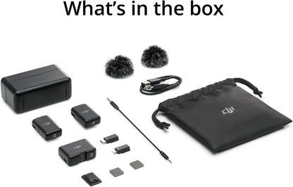 DJI Mic (2 TX + 1 RX + Charging Case), Wireless Lavalier Microphone, 250m (820 ft.) Range, 15-Hour Battery, Noise Cancellation Wireless Microphone for PC, iPhone, Record Interview, YouTube, Black | Dual Transmitters Plus 1 Receiver, Up to 250 M Line-of-Si