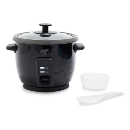 GreenLife Rice Cooker with Removable PFAS-Free Ceramic Nonstick Pot, 3-Cups Uncooked/6-Cups Cooked, Grains & Oatmeal Multicooker, Compact One-Switch Design, Auto Keep Warm, Easy Clean, Cream