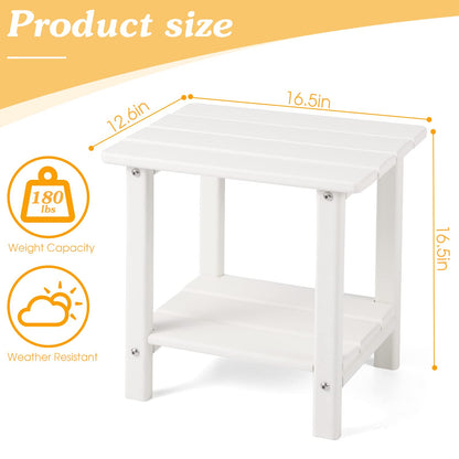 Apolimi Adirondack Outdoor Side Table, 2-Tier Sturdy Patio End Table Weather Resistant, 16.5" Solid Side Table for Patio, Pool, Porch