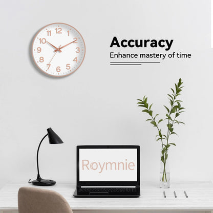 Roymnie Wall Clock Green, Silent Wall Clocks Battery Operated 8 Inch-Modern Non Ticking Analog Clock Decorative for Kitchen Office Bathroom Bedroom(Gold)