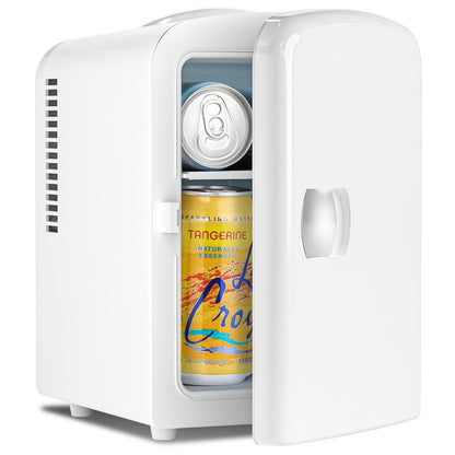 Antarctic Star Compact Refrigerator, Portable Mini Fridge, Skin Care 4L Capacity/6 Cans, for Bedroom, Car, Office & Dorm, Small Cooler for Cosmetics, Beverage and Food, Black